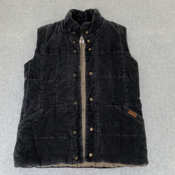 Other - Vintage Puffa Black Quilted Puffer Vest Men's Small Outdoor Wear Plaid Lined‎